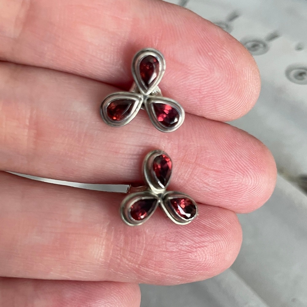 Nicky Butler Sterling Silver Womens Garnet Teardrop Post Earrings